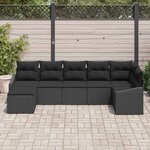 vidaXL Ensemble de canapé de jardin avec coussin 7 Pièces Noir polyrotin