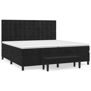 vidaXL Sommier à lattes de lit et matelas Noir 200x200 cm Velours
