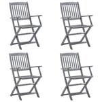 vidaXL Chaises pliables d'extérieur lot de 4 et coussins Bois d'acacia