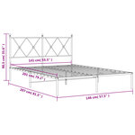 vidaXL Cadre de lit métal sans matelas et tête de lit blanc 140x200 cm