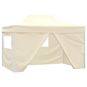 vidaXL Tente de réception pliable avec 4 parois 3x4 m Acier Crème