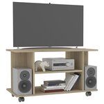 vidaXL Meuble TV et roulettes chêne sonoma 80x40x45 cm bois ingénierie