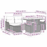 vidaXL Ensemble de canapé de jardin avec coussin 7 Pièces Noir Poly rotin