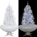 vidaXL Arbre de Noël neigeux avec base de parapluie Blanc 170 cm