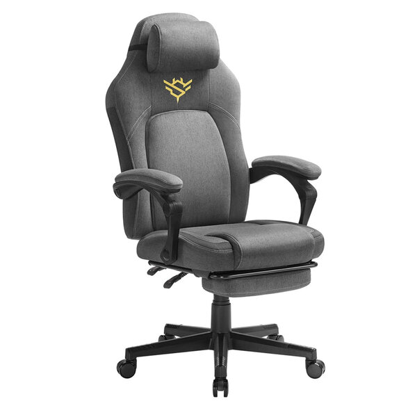 Fauteuil gaming chaise de bureau ergonomique avec repose-pieds chaise gamer avec appui-tête PU hauteur réglable gris 12_0006074