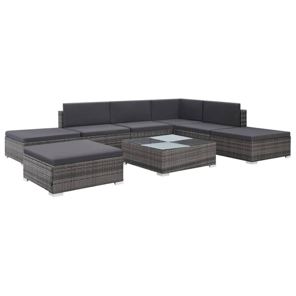 vidaXL Salon de jardin 8 Pièces avec coussins résine tressée gris