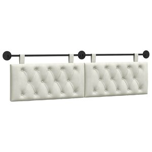 vidaXL Tête de lit suspendue Avec lumière LED Crème Velours