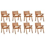 vidaXL Chaises de jardin avec coussins lot de 8 Bois d'acacia solide