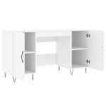 Bureau table poste de travail meuble d'ordinateur informatique étude 140 x 50 x 75 cm bois d'ingénierie blanc 02_0023518