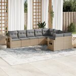 vidaXL Salon de jardin avec coussins 9 Pièces beige résine tressée