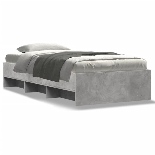vidaXL Cadre de lit sans matelas gris béton 100x200 cm bois ingénierie