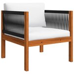 vidaXL Salon de jardin 6 Pièces avec coussins Crème Bois d'acacia solide