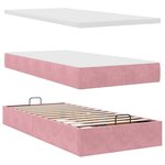 vidaXL Cadre de lit ottoman avec matelas rose 90x200 cm velours