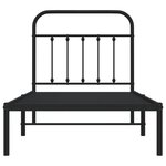 vidaXL Cadre de lit métal sans matelas avec tête de lit noir 90x190 cm