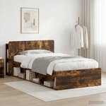 vidaXL Cadre de lit avec rangement Chêne fumé 90 x 190 cm