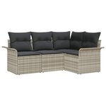 vidaXL Ensemble de canapé de jardin 4 Pièces Gris clair Poly rotin
