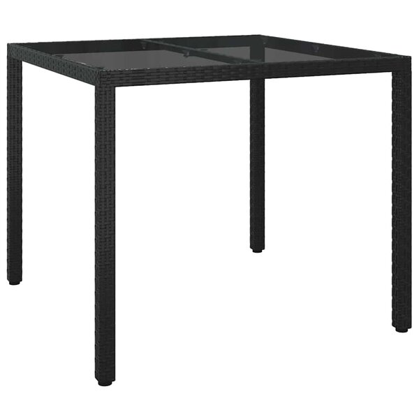 vidaXL Table de jardin pour repas Noir 90 x 90 x 75 cm Poly rotin