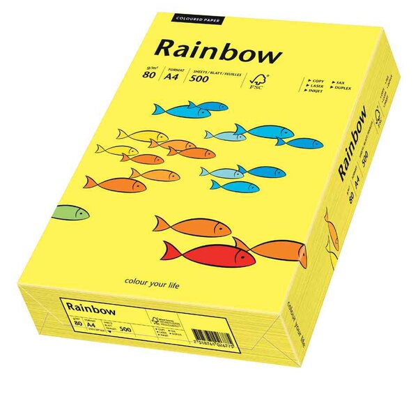 Ramette de 500 feuilles papier multifonction Rainbow A4 80 g Jaune Moyen PAPYRUS