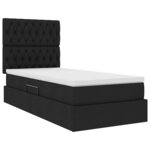 vidaXL Lit avec rangement et matelas Noir 90 x 190 cm Polyester