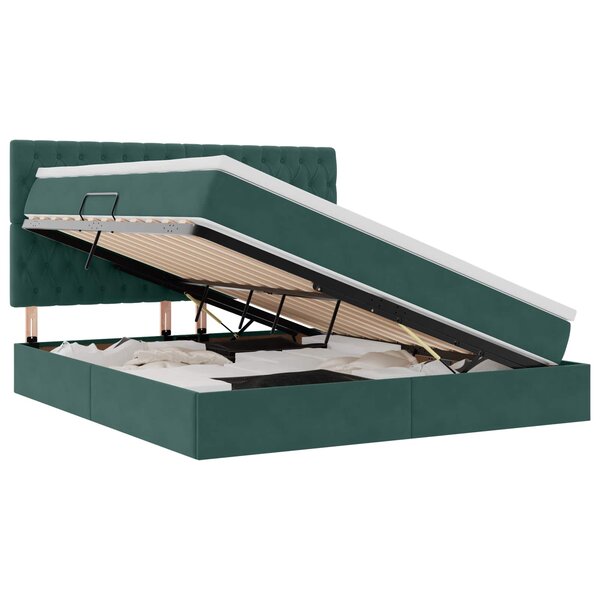 vidaXL Lit avec rangement et matelas Vert foncé 180 x 200 cm Velours