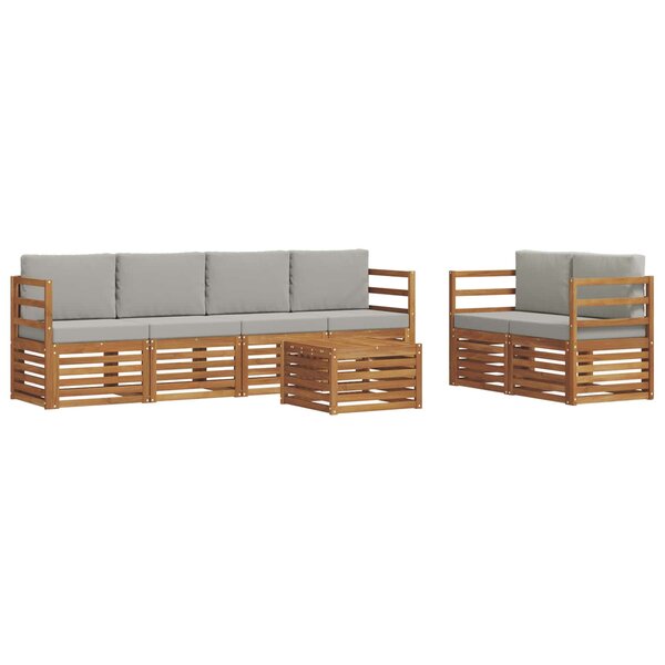 vidaXL Ensemble de canapés d'extérieur 7 Pièces Gris Naturel et Clair