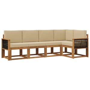 vidaXL Ensemble de canapés d'extérieur 5 Pièces Naturel et Beige