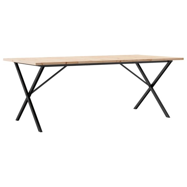 vidaXL Table à manger cadre en X 200x100x75 5 cm bois pin massif acier