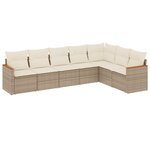 vidaXL Salon de jardin avec coussins 7 Pièces beige résine tressée
