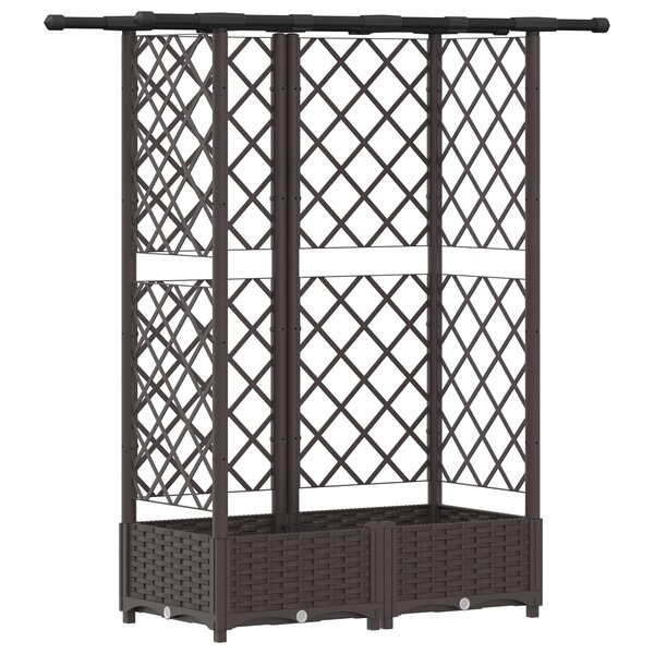 vidaXL Lit Élevé avec Treillis et Toit Marron 124 x 40 x 121 cm PP