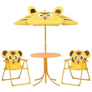 vidaXL Ensemble de bistro avec parasol pour enfants 3 Pièces Jaune