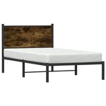 vidaXL Cadre de lit en métal sans matelas chêne fumé 100x190 cm