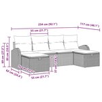 vidaXL Ensemble de canapé de jardin 6 Pièces Gris 234 x 117 x 85 cm