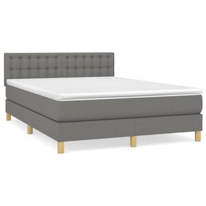 vidaXL Sommier à lattes de lit avec matelas Gris foncé 140x190cm Tissu