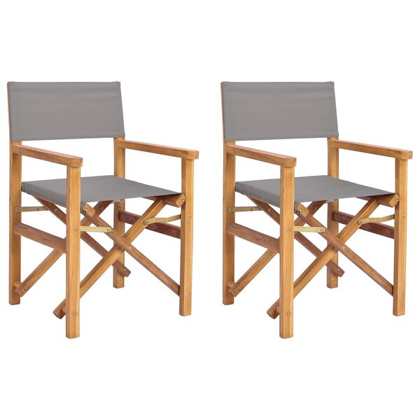 vidaXL Chaise de directeur Marron et gris clair Bois de teck massif