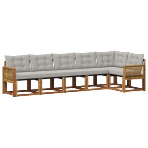 vidaXL Ensemble de canapés d'extérieur 6 pc Naturel et gris clair