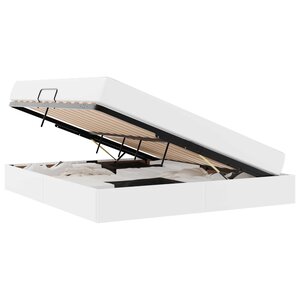 vidaXL Lit avec rangement et matelas avec stockage 2 pc Blanc Cuir