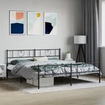 vidaXL Cadre de lit métal avec tête de lit/pied de lit noir 183x213 cm