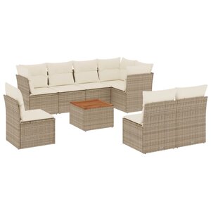 vidaXL Salon de jardin avec coussins 9 Pièces beige résine tressée