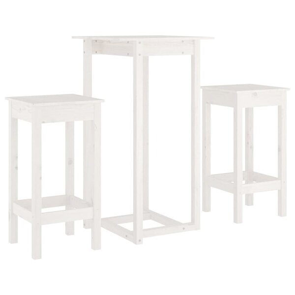 vidaXL Ensemble de bar 3 Pièces Blanc Bois de pin massif