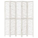 vidaXL Cloison de séparation 5 panneaux blanc bois de paulownia massif