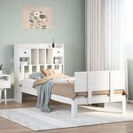 vidaXL Lit bibliothèque sans matelas blanc 90x190cm bois de pin massif