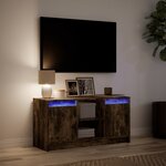 vidaXL Meuble TV avec LED chêne fumé 100x34x50 cm bois d'ingénierie