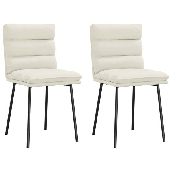 vidaXL Chaises à manger lot de 2 Crème Velours