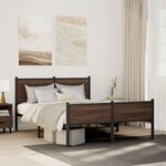 vidaXL Cadre de lit en métal sans matelas chêne marron 150x200 cm
