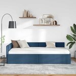 vidaXL Cadre de lit d'angle Bleu 80 x 200 cm Tissu et bois reconstitué