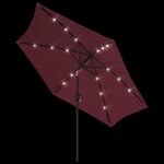 vidaXL Parasol de jardin avec lumières LED mât en acier rouge bordeaux