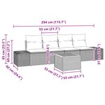 vidaXL Set de Canapé de Jardin 5 Pièces avec Coussins Gris Poly Rattan Acacia