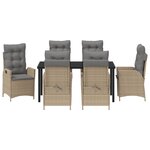 vidaXL Set de salle à manger de jardin de 7 pièces avec coussins beige en poly rattan