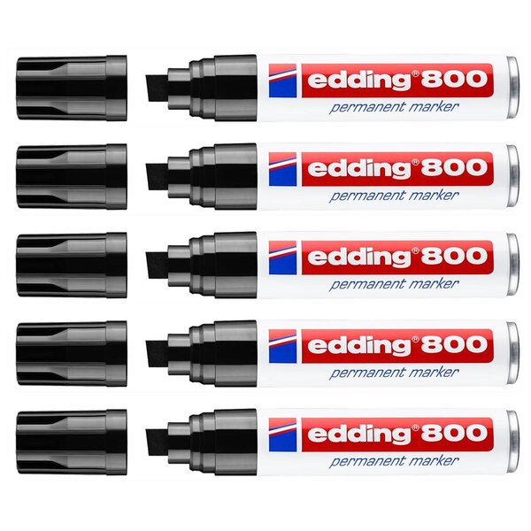 Marqueur Permanent 800 Noir Pointe Biseautée Large 4-12 mm x 5 EDDING