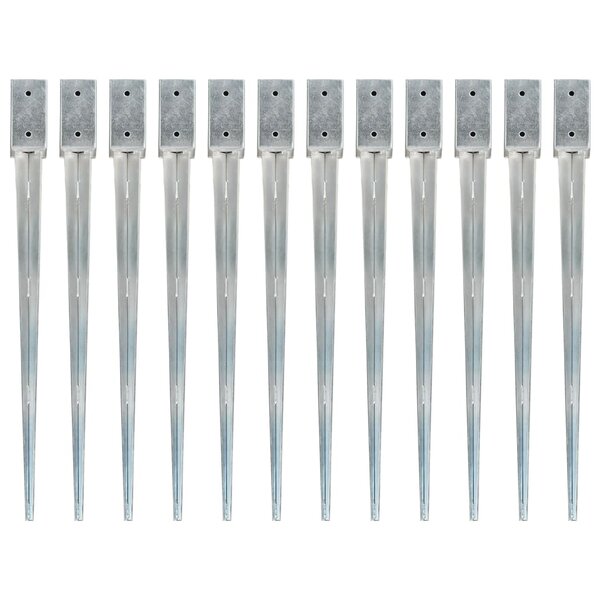 vidaXL Piquets au sol 12 Pièces Argenté 7x7x90 cm Acier galvanisé